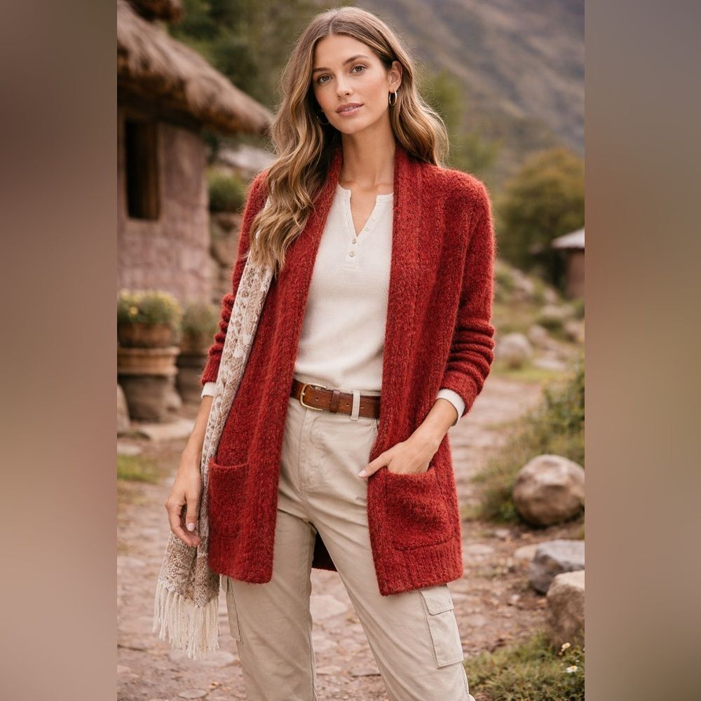 Tey-Art INC Alpaca Wool Blend Open Cardigan Size Large NWOT